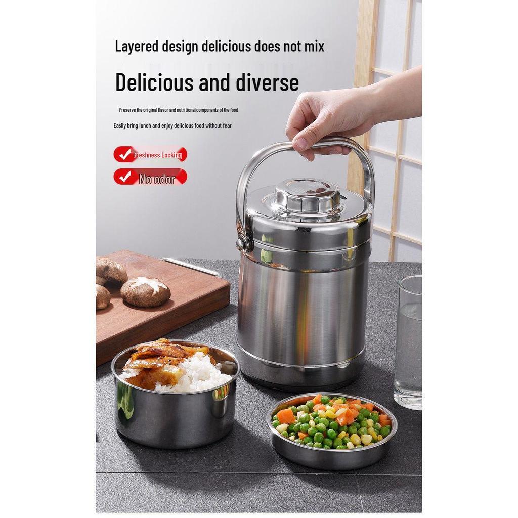 Double-Layer Stainless Steel Insulated Lunch Box - Large Capacity Bento Box for Adults