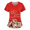 3D Snowman Print V-Neck Short Sleeve T-Shirt Women Men Casual Workwear Comfort Fit 2025