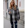 Ladies' Plush Fleece Winter Coat - Grid High Stretch Coat, Middle Eastern Elegant Collection, Machine Washable for Autumn and Winter
