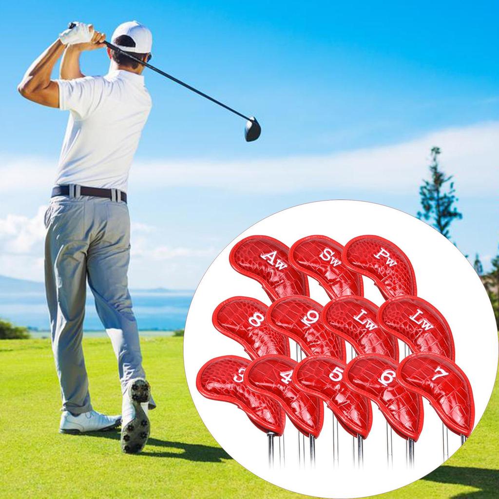 12 Pieces Golf Cover Anti-Slip Waterproof PU Golfer Clubs Protective Practice Equipment
