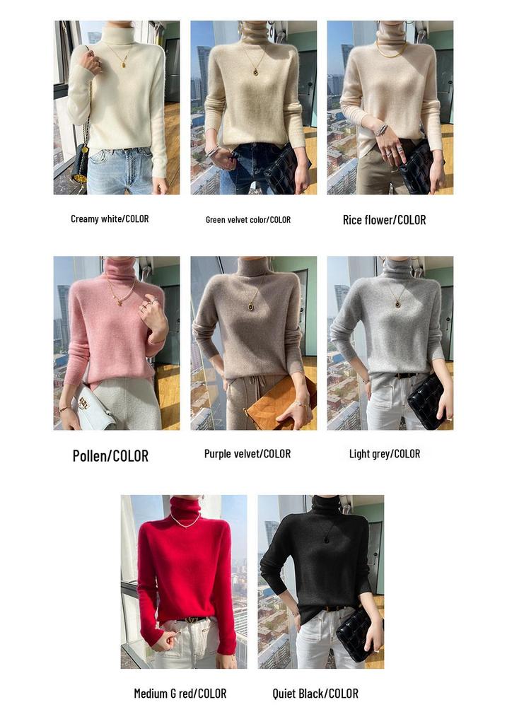 Women's 35% Cashmere Seamless Turtleneck Sweater - Versatile Knit Pullover