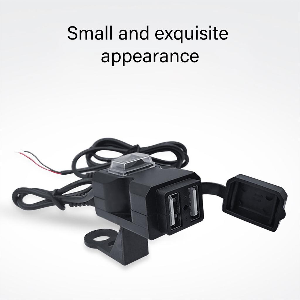 Waterproof Power Supply Socket Motorbike USB Charging Device with Double Outputs Suitable for Phone Charging, Travel Use