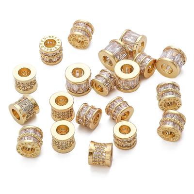 Copper Inlaid Zircon Roman Barrel Bead Partition Bead For DIY Jewelry Making Craft Accessories