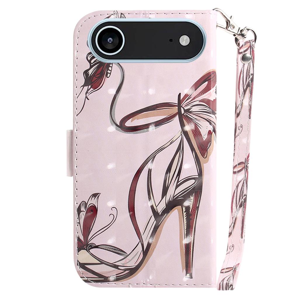 Pro iPhone 17 Air Pouzdro Vzorový Tisk Kožená Peněženka Kryt na Telefon s Poutkem na Zápěstí