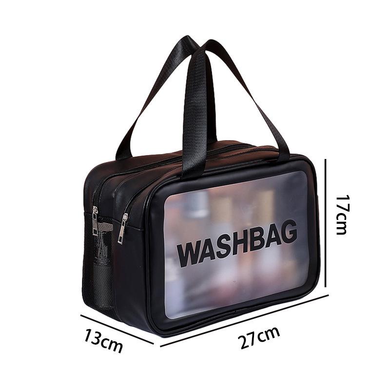 Large Portable Transparent PVC Toiletry Bag - Frosted, High Capacity Travel Storage