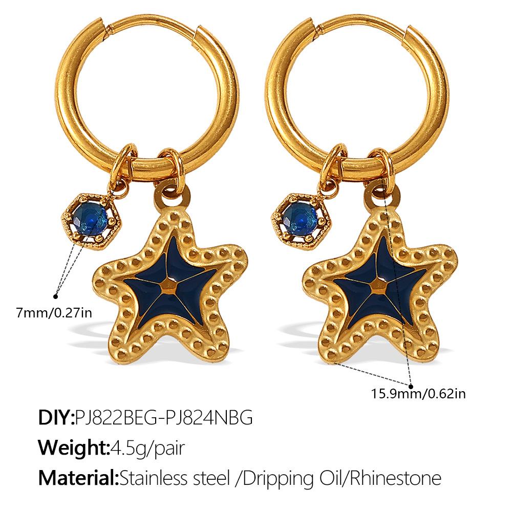 Ocean Wind DIY Dripping Octopus Turtle Pendant Earrings Stainless Steel Gold-plated Cute Earrings