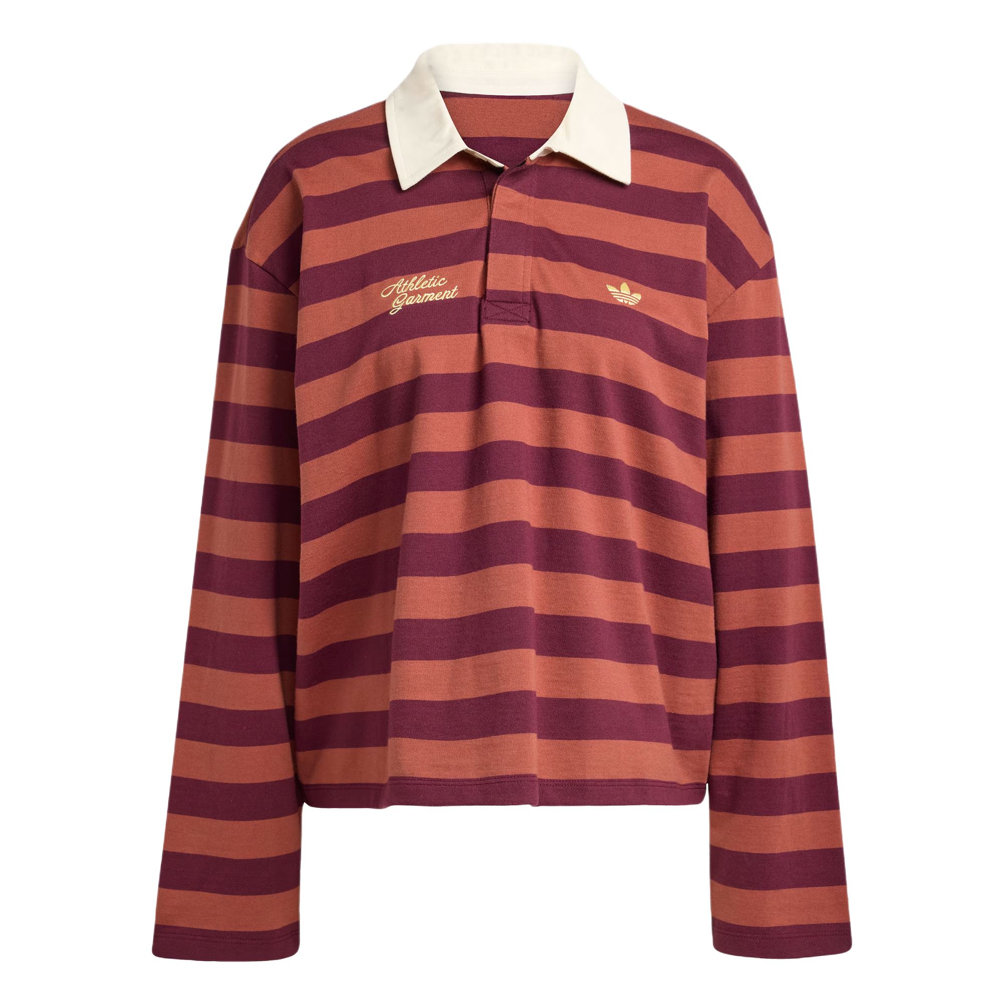 

Adidas Originals Athl Dept Striped Loose Comfortable Long Sleeve Polo Shirt Women tops KF2323 XS