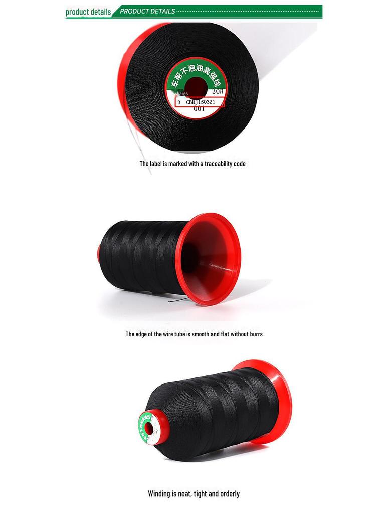 High-Strength Black & White Sewing Thread for Clothing & Leather - Polyester/Nylon 150D/250D/300D, Large Roll
