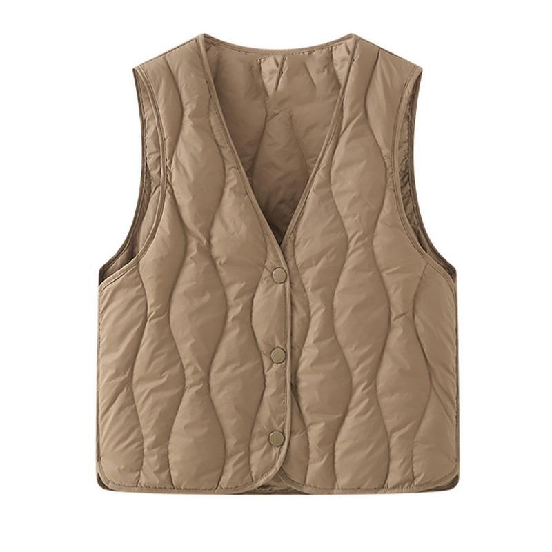 Módní zimní V-výstřih Zesílená péřová bavlněná vesta Bunda Dámská bez rukávů Jednobarevná Ležérní Jednoduchá Elegantní Tílka Volná Vesta Oblečení