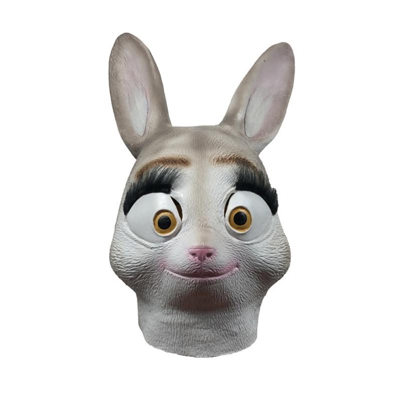 Cute Rabbit Judy Headpiece Mask Humorous Latex Halloween Accessory Celebrations For