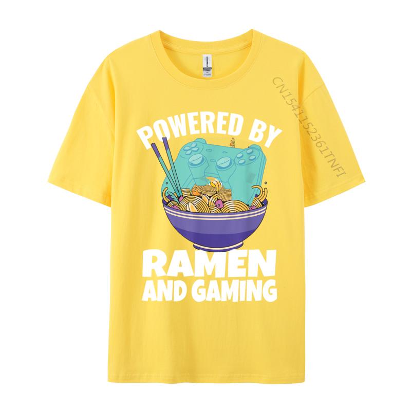 Powered By Ramen And Gaming Gamer Family Cotton Men's Top T-shirts Design Tops Tees Designer Tops Shirt Drop Shipping