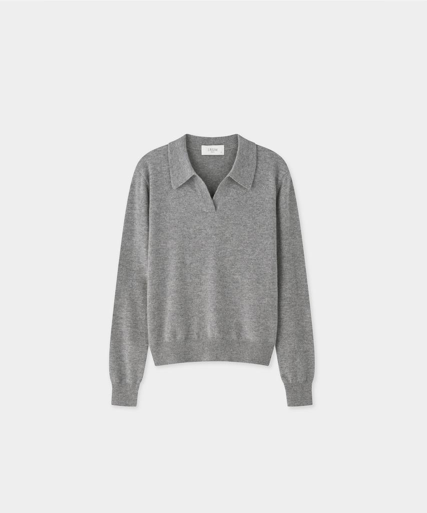 JRIUM Cashmere Blend Essential Open Collar Knit Grey