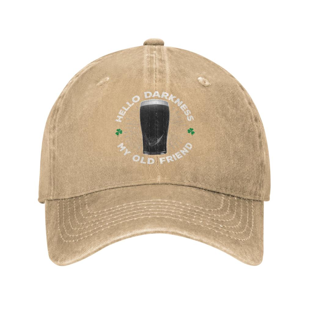 Vintage Hello Darkness My Old Friend Funny  Baseball Cap Unisex Women Distressed Headwear St Patricks Day Stout Outdoor Soft Hat