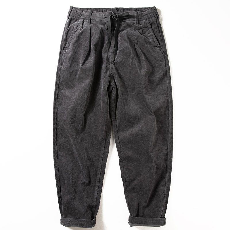 Spring and Autumn Thick Retro Straight Loose Casual Pants Dark Gray L