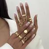 DIEZI One Set Fashion Baroque Tiger Eyes Rings For Women Men Girls Punk Gold Color Geometric Knuckle Joint Ring Set Jewelry