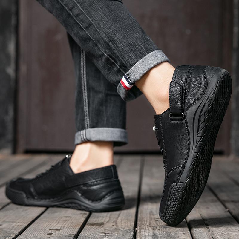 Leather Men Sneakers Flat High Quality Causal Men Shoes Boat Shoes Mesh Breathable Hiking Shoes