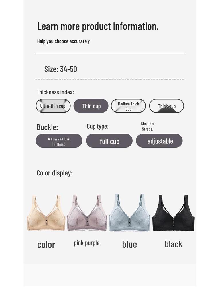 Plus Size Ultra-thin Comfort Bra: Enhances Big Chest, No Underwire, Adjustable Support, Side Boob Control