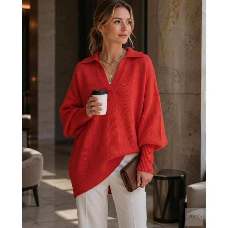 Autumn and winter crew neck pullover knitted sweater women's loose lazy style solid color women's sweater