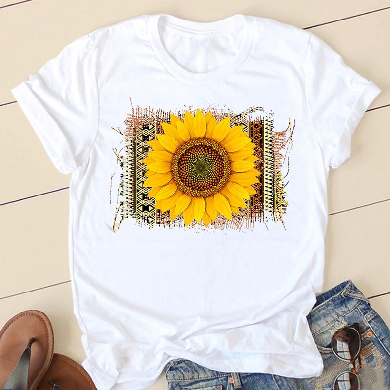 

Женские футболки Дамы Леопард Любовь Сердце Модная одежда Мультяшная одежда с коротким рукавом Весна Лето Женский футболка Графика Футболка