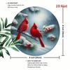 Vintage Metal Cardinal Sign 7.8 Inch Christmas Wall Art Rustic Home Decor Winter Snow Scene With Wreath