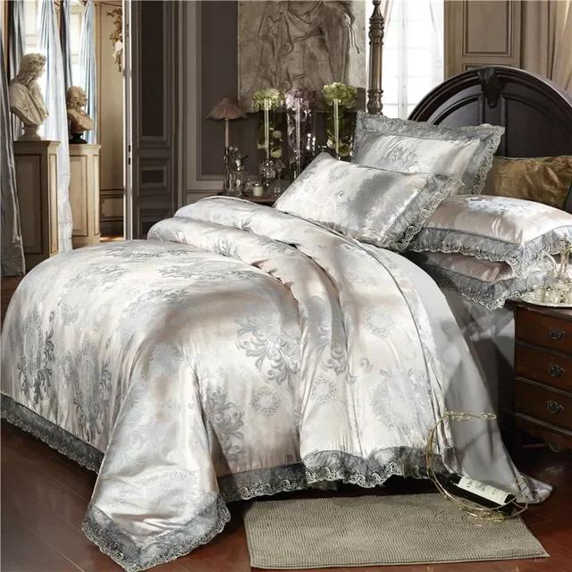 Gouden Dekbedovertrek Set Scandinavische Satijnen Beddengoed Set Twin Queen King Dubbel Dekbedovertrek Set voor Huis en Decor Queen200x230 4pcs
