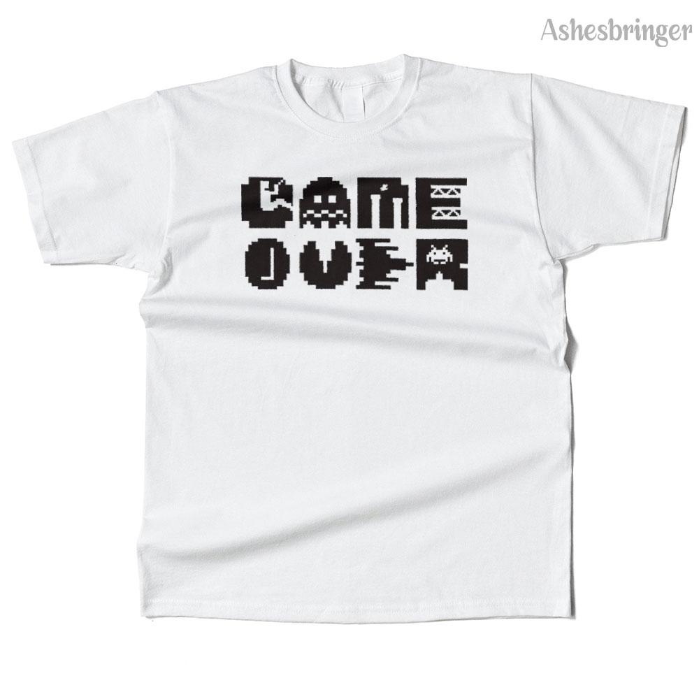 Mens Cotton Vintage Game Over 8 Bit Graphic Cute T Shirt Street Casual Style Tee for Men and Women