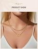 Trendy Layered Necklace for Women, 18K Gold Plated Stainless Steel Link Chain Modern Minimalist Jewelry