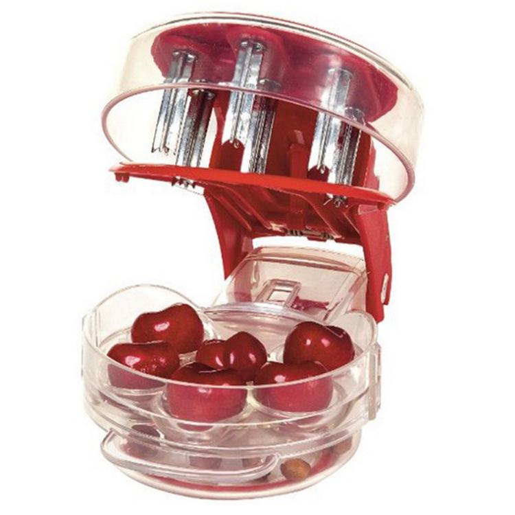 

Red Push-Type Six-Hole Cherry and Date Pitter White Box