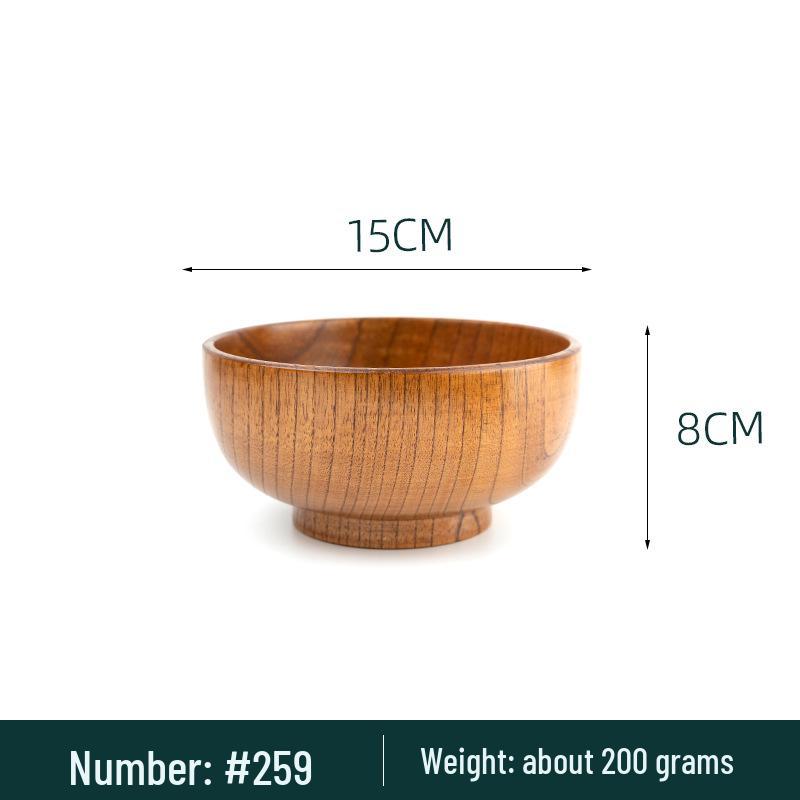 Japanese Sour Jujube Wood Ramen Bowl - Anti-scalding Instant Noodle and Rice Bowl for Kids, Wooden Tableware for Soup, Household Bowls and Plates