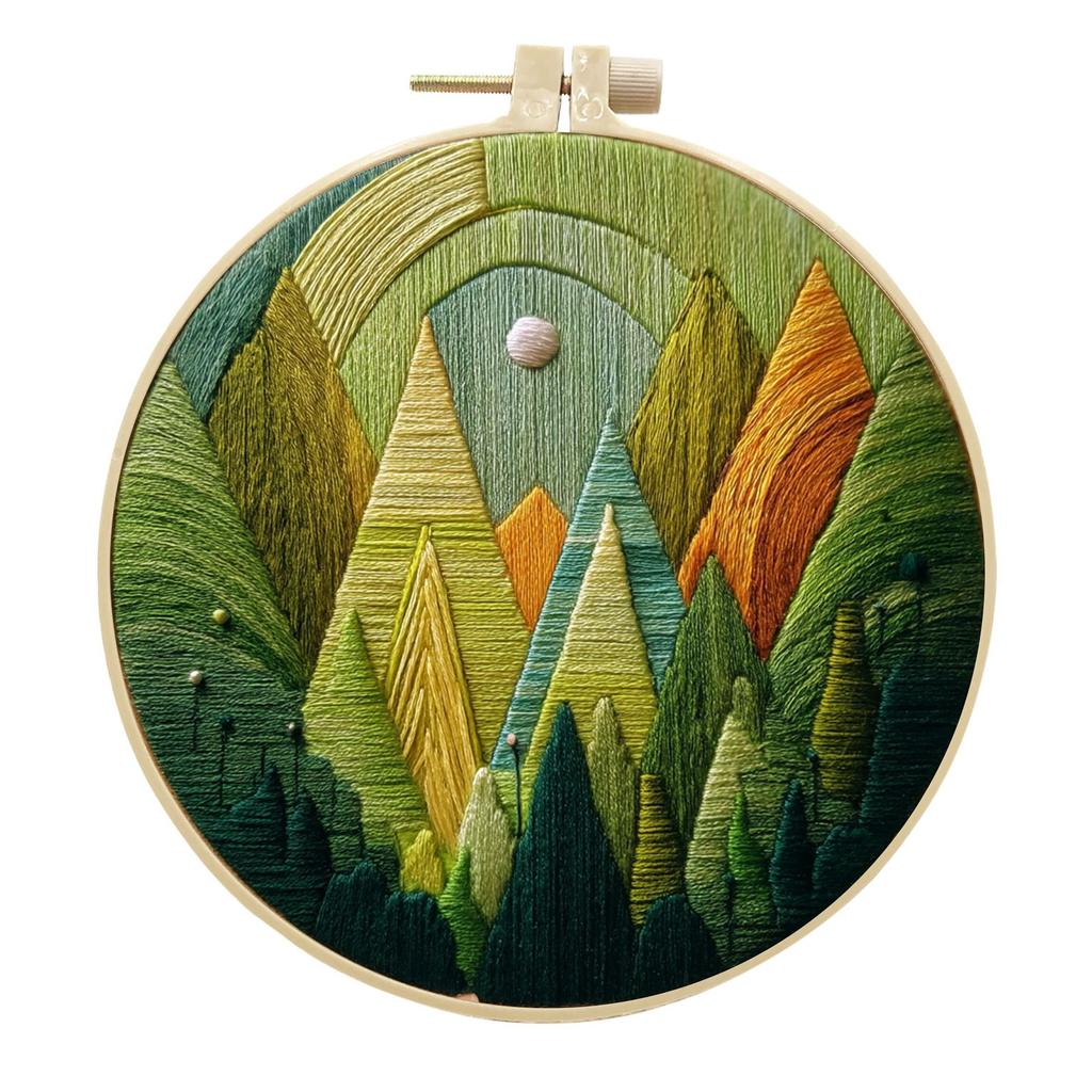 1 PC Green Fantasy Series Pattern Embroidery DIY Fabric Craft Set with Tools