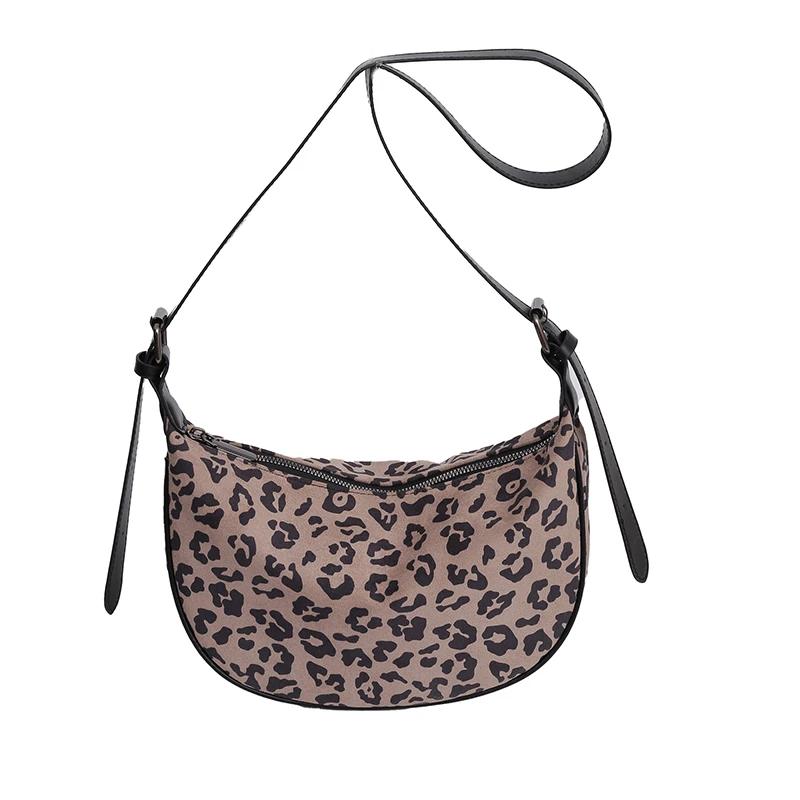 High Capacity Leopard Nylon Zipper Casual Shoulder Bags High Quality Soft Versatile Print Commuting Simple Crossbody Bags