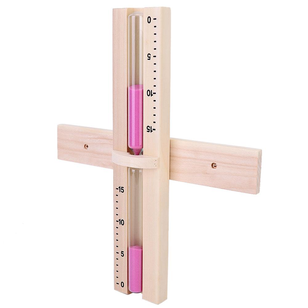 15 Minutes Sauna Room Sand Clock Glass Timer WallMounted Wooden Hourglass with Pink Sands