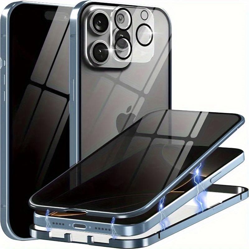 Metal Magnetic Privacy Phone Case For Iphone 17 16 15 14 13 12 11 Pro Max Plus XS 8 7 Anti-Peep Tempered Glass Lens Protection