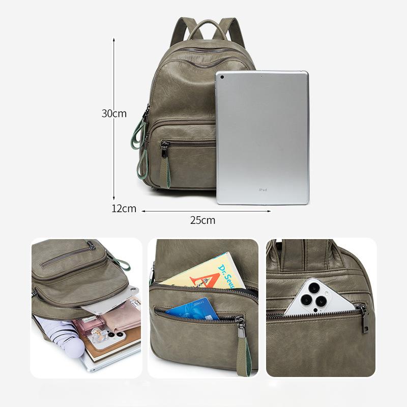 Rucksack Damen Nischenmode All-in-One-Tasche Einfache Textur Weicher Lederrucksack