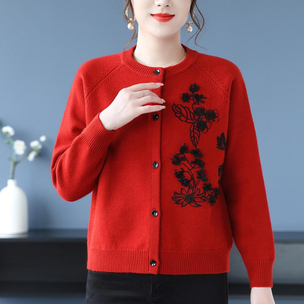 2025 Plus Size Loose Fit Jacquard Knit Cardigan for Women - Spring & Autumn
