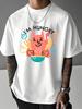 Unisex Summer Oversized T Shirt Cute Hungry Devil Food Letter Graphic Tee Casual Hip Hop Loose Short Sleeve Streetwear Fashion Top