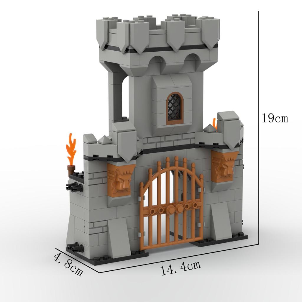 Medieval City Block Building Set - Interlocking Tower and Wall Scene Assembly