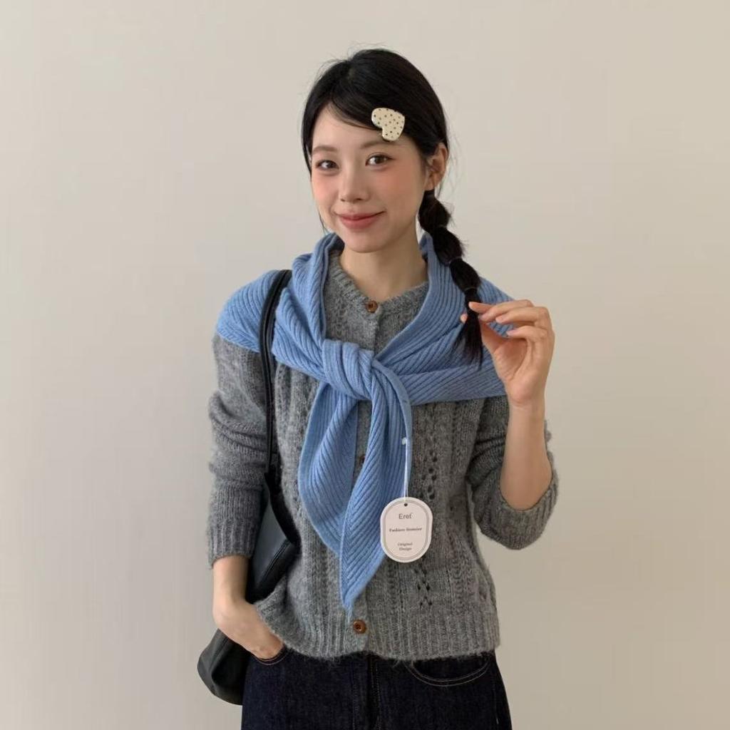 Early Autumn Atmosphere Knitted Large Version Triangle Scarf Dual Purpose Shawl Scarf All in One Versatile Neck Protection Hat for Women