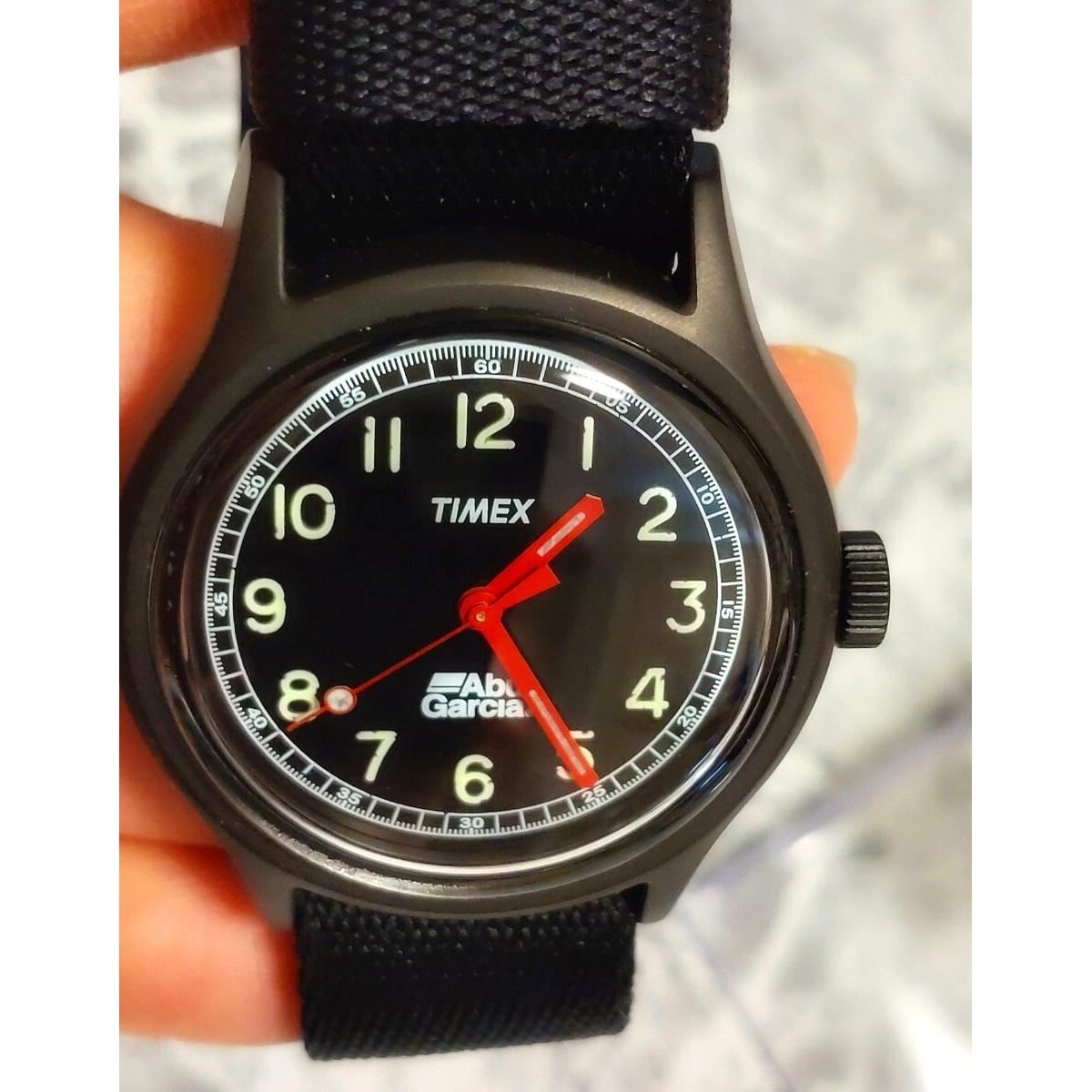 Working rare TIMEX Abu Garcia Timex Abu Garcia collaboration men s watch black dial