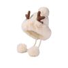 Thermal Deer Antler Beanie Thickened Warm Earflap Hat Winter Knit Bonnet Ear Protection Cap  Women