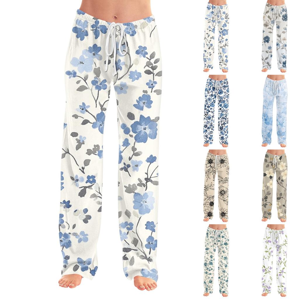 Pantaloni da pigiama da donna, da notte, casual, con coulisse, elastici in vita, comodi, dritti, yoga, larghi