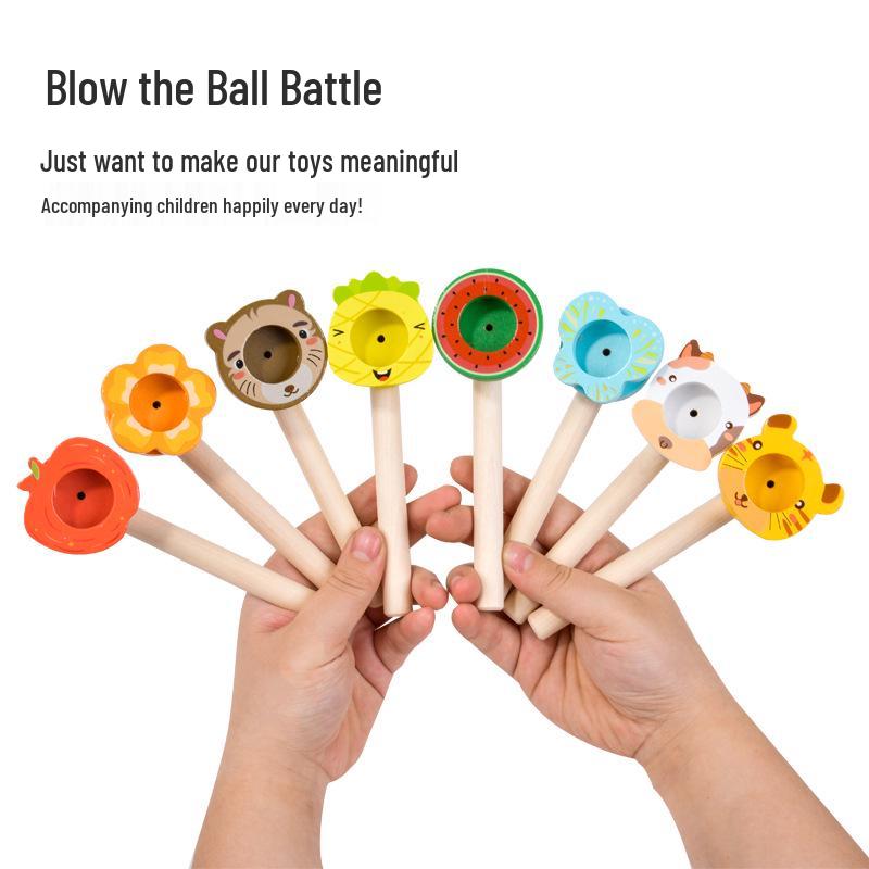 Wooden Floating Blow Ball Game: Classic 80s Nostalgic Sensory Training Toy for Kids