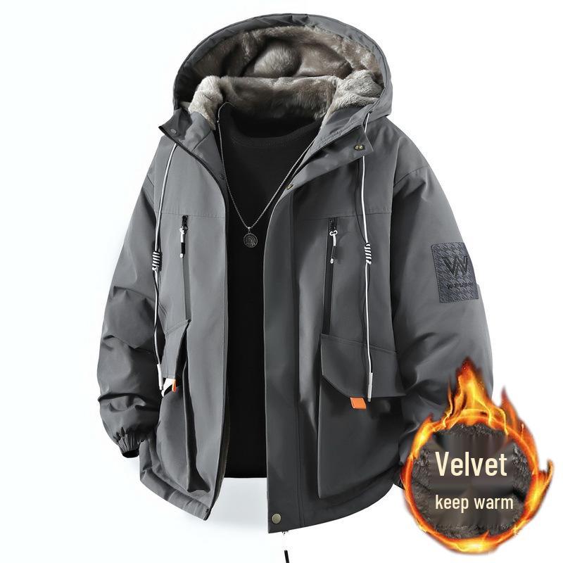 Men's Trendy Winter Parka with Fleece Lining and Thick Hood