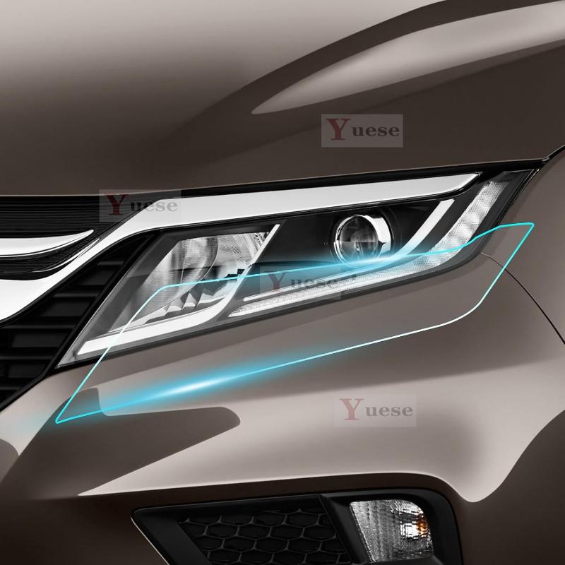 For Honda Odyssey 2018- 2 Pcs Car Headlight Protective Film Transparent Smoked Black TPU Sticker