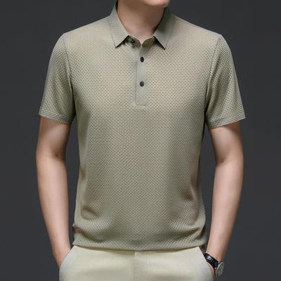 Men's Lapel T-Shirt Short Sleeve Solid Color Summer Tee Shirt Quick Drying Casual Golf Top for Work Vacation Street Golfing