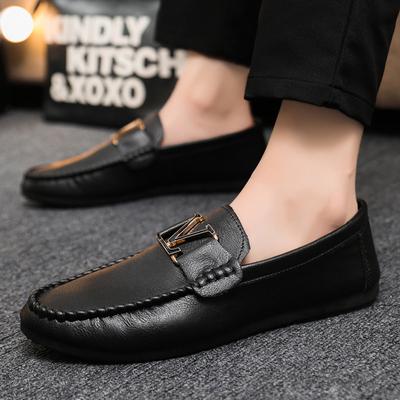 Round Head Driving Men With One Foot Loafers Doudou Small Leather Shoes Casual British Formal Wear Sports Handmade