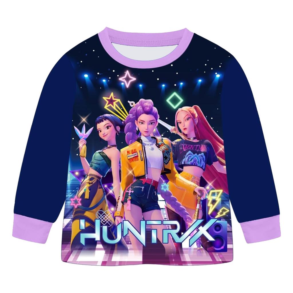 Anime Kpop Dämonenjäger Zoey Kostüm Herbst Pyjamas für Kinderbekleidung 3-14 Jahre Kinder Huntrix Rumi Mädchen T-Shirt Hosen Sets