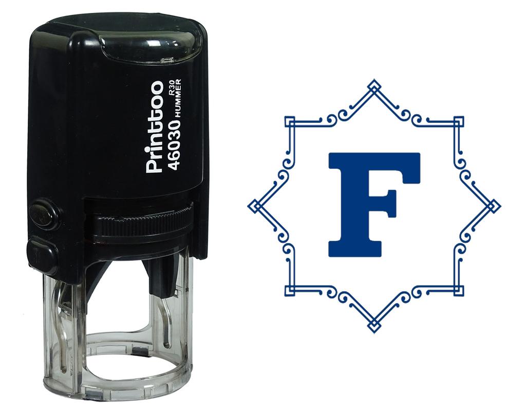 Printtoo Octagon Celtic Swirl Frame Alphabet F Monogram Self Inking Rubber Stamp Office
