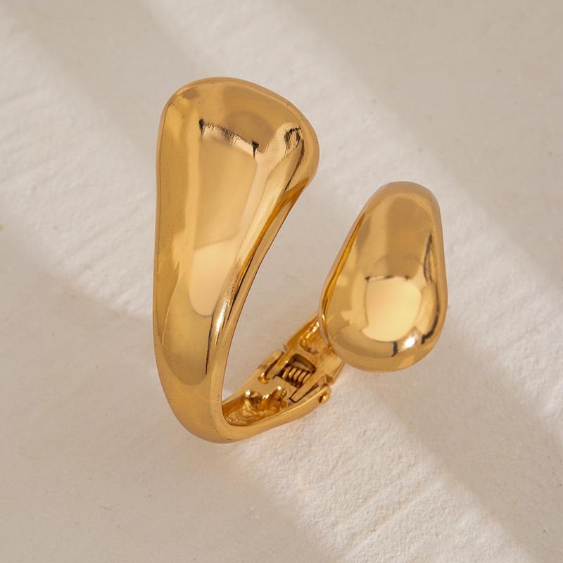 Wide Chunky Waterdrop Spring Bangles for Women Gold copper Color Open Cuff Thick Irregular Twisted Bangle Bracelet Jewelry