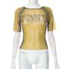 Haut Y2k à imprimé de lettres T-shirts graphiques transparents pour femmes Vêtements Manches courtes Esthétique Ropa De Mujer Moulant Sexy Streetwear